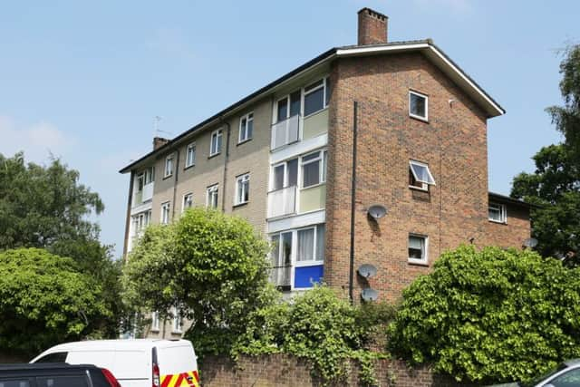 Forensics teams and officers at the scene of the murder in Highams Hill in Gossops Green, Crawley. Picture: Eddie Mitchell