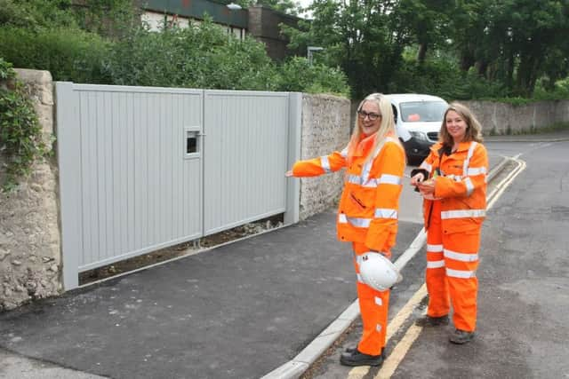 The new gate which will allow a drainage ditch to be cleared more easily