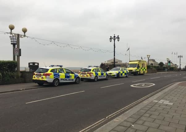 Emergency vehicles near Worthing Lido this evening