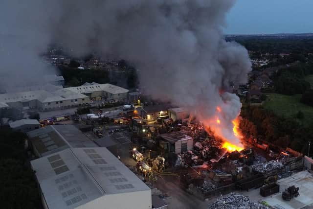 The fire at the industrial estate. Photo: Eddie Mitchell