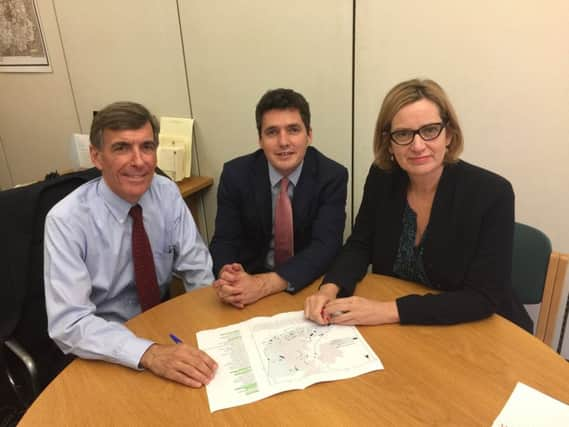 David Rutley, Environment minister, Huw Merriman and Amber Rudd SUS-180615-110247001