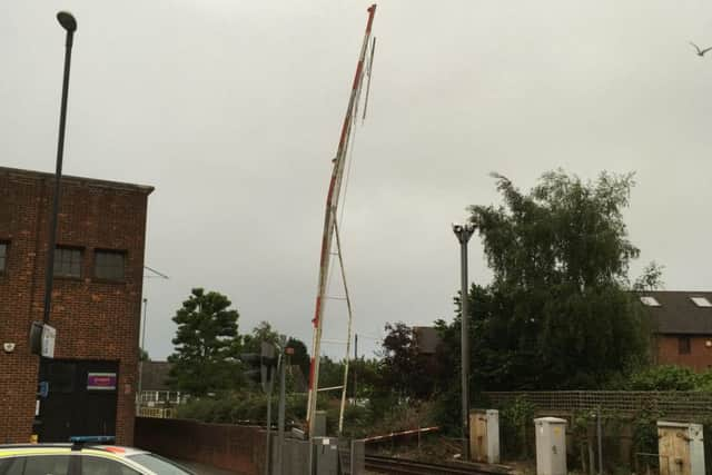 Police at the scene. Barriers were damaged on both sides of the southbound lane. Picture contributed. 18-06-18