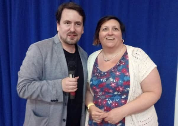 Autistic speaker Dean Beadle with Parents for Autism founder Lindsey Butterfield