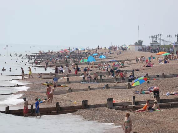 Worthing Beach in the heatwave. Picture by Eddie Mitchell