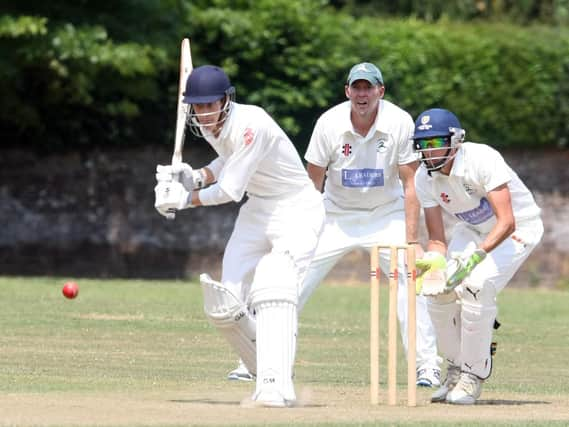 Bognor batsman Jason Millhouse with Lindfield keeper Callum Parker