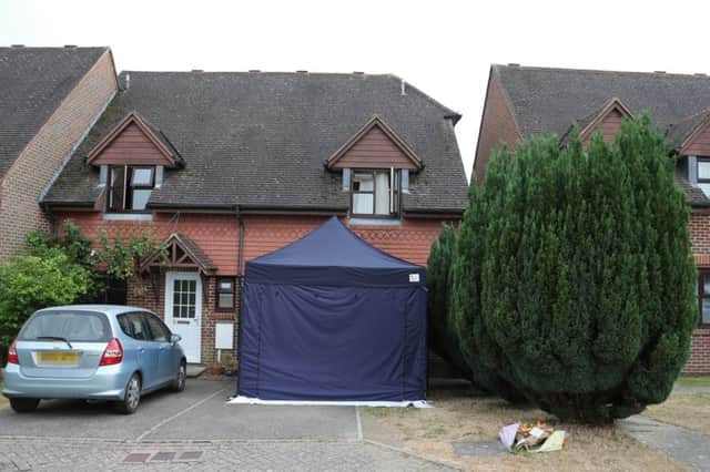 The scene outside the address in Field End on Thursday morning. Photograph by Eddie Mitchell