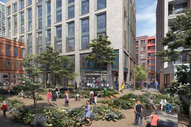 The designs for the Â£100 million First Base development at the old Amex House site on Edward Street