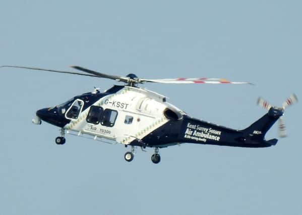 The air ambulance was called to Hastings after a 16-year-old boy fell from a cliff. Picture: Kevin Burchett