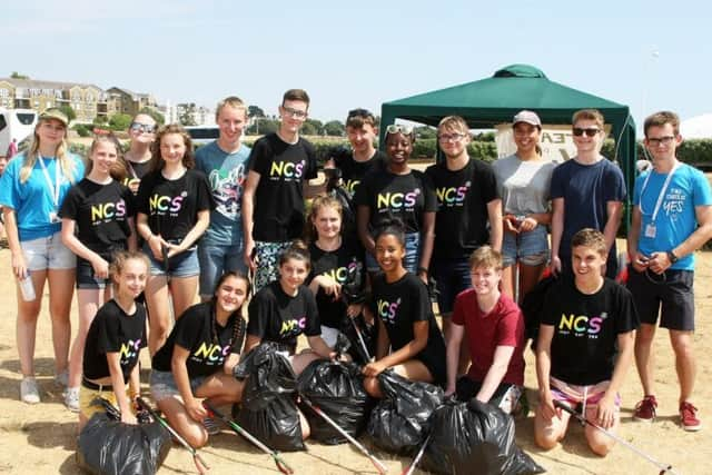 NCS Team 4, friends and supporters at the beach clean in Littlehampton. Picture: Derek Martin DM1873638a