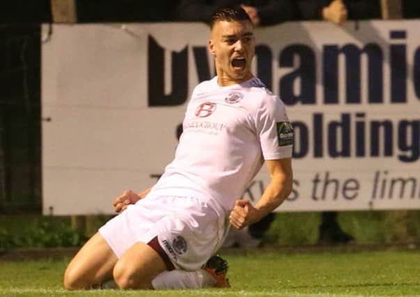 Davide Rodari celebrates after scoring against South Park in the final week of last season. Picture courtesy Scott White