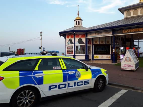 Police at the incident at Eastbourne pier