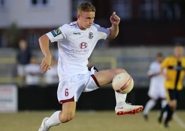 Adam Lovatt on the ball during Hastings United's friendly away to Eastbourne Town on Tuesday. Picture courtesy Scott White