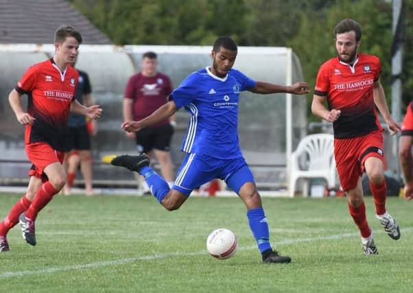 Football:

SCFL Premier Division: Hassocks v Broadbridge Heath.

Pictured is Hassock's, Harris Mills Challenging Broadbridge Heath's, Devon Fender.          

The Beacon,Brighton Road, Hassocks, West Sussex BN6 9LY West Sussex. 

Picture: Liz Pearce 04/08/2018

LP181042 SUS-180508-143125008