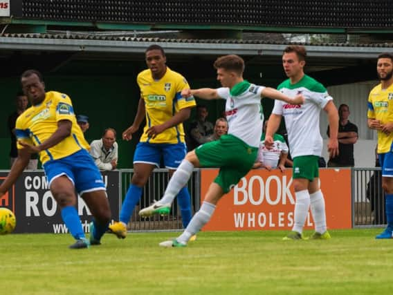 Doug Tuck fires a shot at goal in the win over Bishop's Stortford / Picture by Tommy McMillan