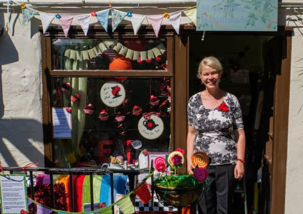 Mary Matthews, non-foodie winner, with her glorious Mad Marys Tea Party display