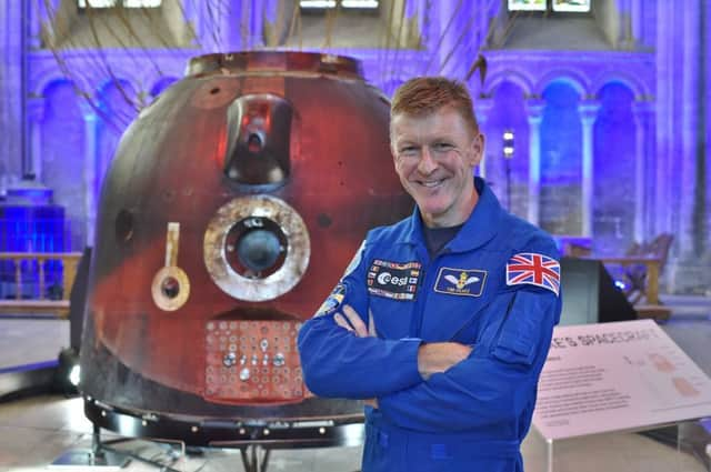 Tim Peake space capsule at Peterborough Cathedral EMN-181108-162320009