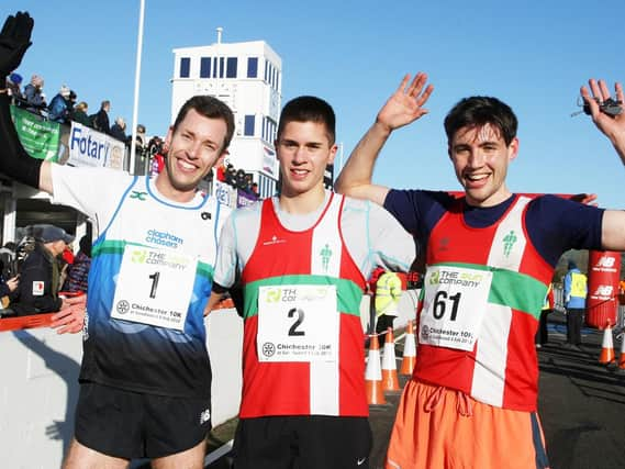 The top three finishers in the 2018 Priory 10k / Picture by Derek Martin