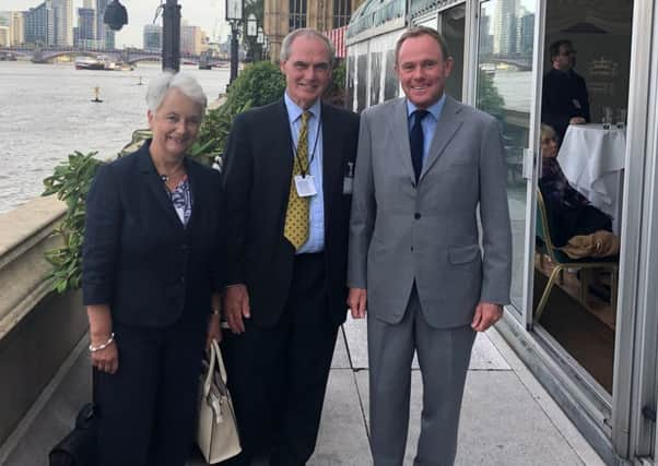 Nick Herbert with Robert and Jane Allison on the Terrace of the Houses of Parliament SUS-180919-132321001