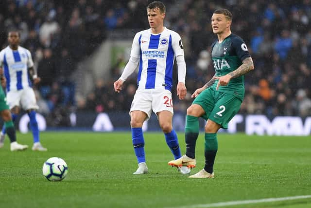 Brighton & Hove Albion's Solly March in action against Spurs. Picture by PW Sporting Photography