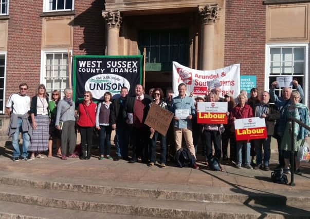 The protesters outside County Hall