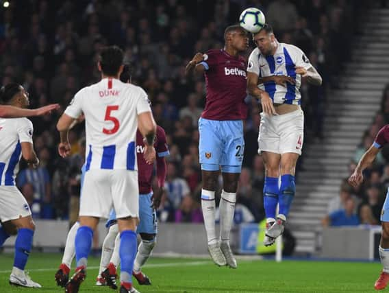 Shane Duffy wins a header. Picture by PW Sporting Photography