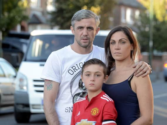 Mum and dad, Robyn and Marc, with their nine-year-old son Bradley-Joe