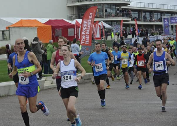 Runners set off at the start of the 2017 Poppy Half Marathon. Picture by Simon Newstead