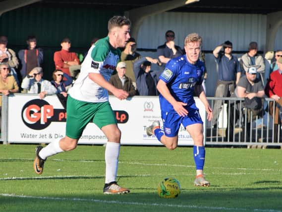 Brad Lethbridge on the attack against Margate / Picture by Darren Crisp