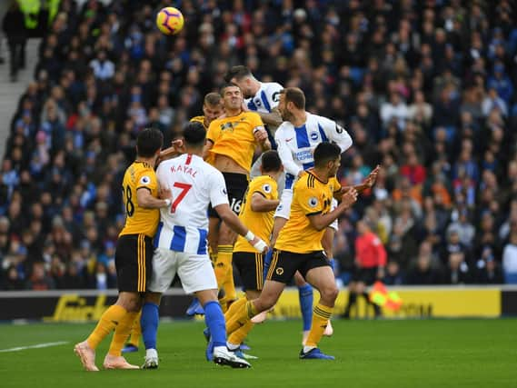 Shane Duffy heads over in the first half. Picture by PW Sporting Photography