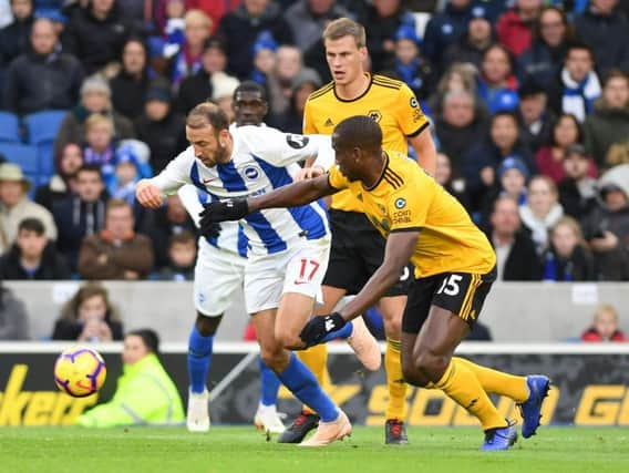 Glenn Murray in action against Wolves on Saturday. Picture by PW Sporting Photography