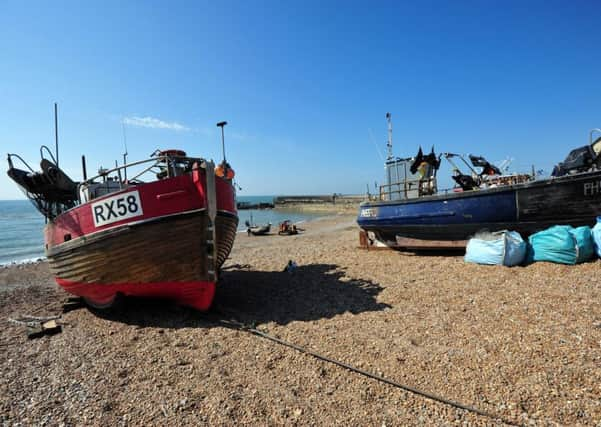 Hastings Old Town and fishing fleet.