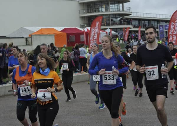 Runners set off at the start of the 2017 Poppy Half Marathon. Picture by Simon Newstead