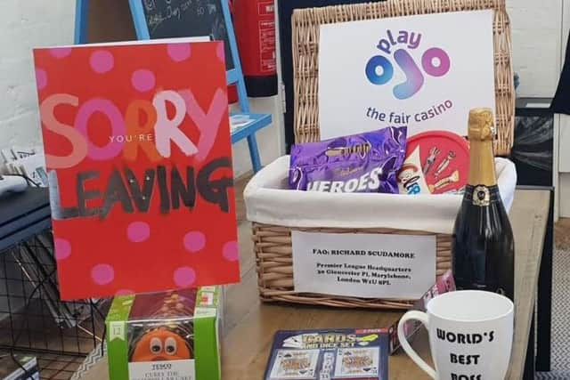 The hamper was hand delivered to Premier League HQ in Marylebone