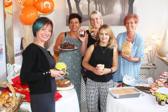 Sarah Jouault, first right, with staff, from left, Debbie De Garay, Linda Leopoldo, Jennifer Howard and Adriana Piriu at the first of her four 'home-cooking days' on August 8. Photograph: Derek Martin/ dm1880943a