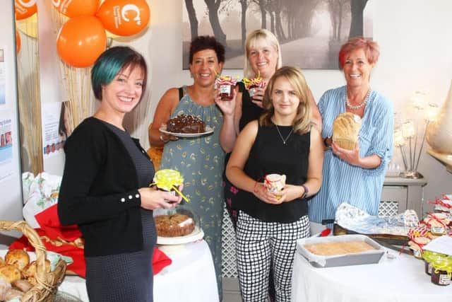 Sarah Jouault, first right, with staff, from left, Debbie De Garay, Linda Leopoldo, Jennifer Howard and Adriana Piriu at the first of her four 'home-cooking days' on August 8. Photograph: Derek Martin/ dm1880943a