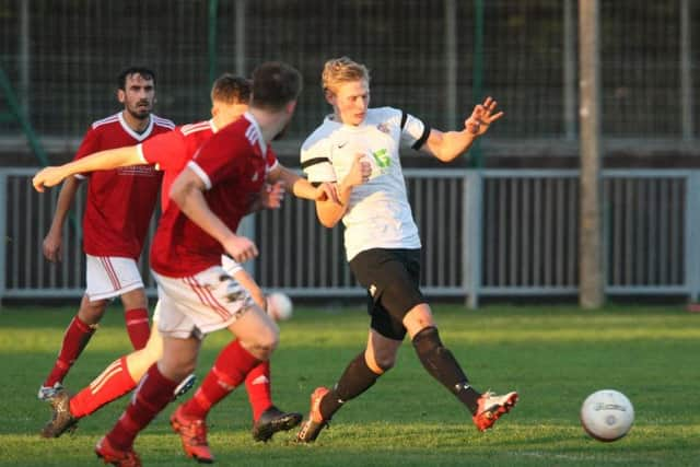 Dean Bown scored his twelfth league goal of the season in YM's convincing away win. Picture by Derek Martin.