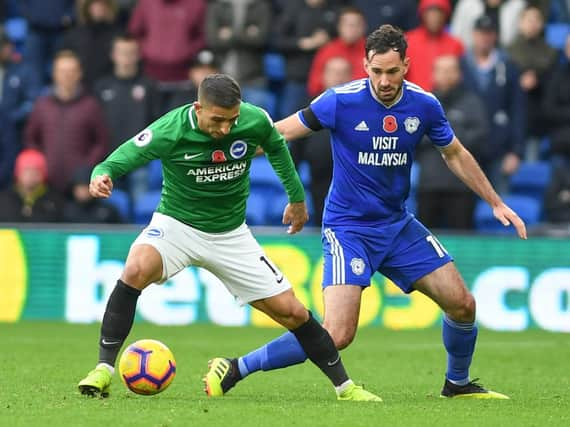 Action from Brighton's Premier League match at Cardiff earlier this month. Picture by PW Sporting Photography