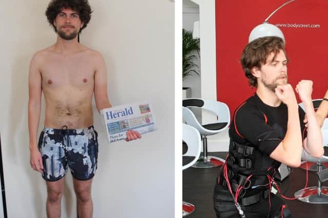 Reporter James Butler has been trying out the Bodystreet gym in Worthing. On the left: James after session one.