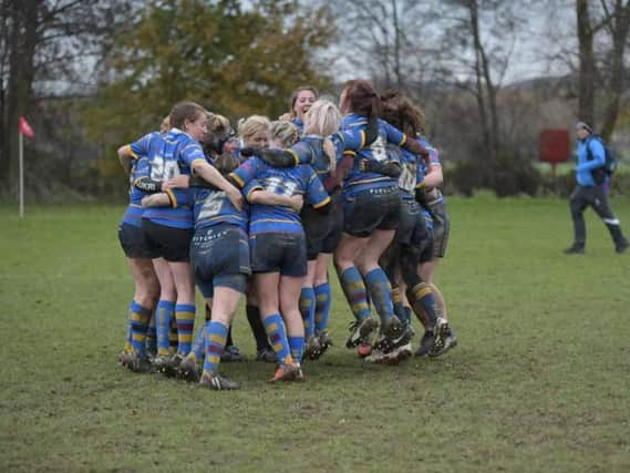 Worthing Warriors celebrate their first league victory of the season. All pictures courtesy of Rachael Ferris.