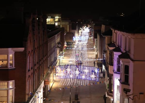 Christmas lights in Montague Street, Worthing, 2017