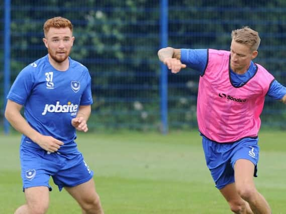 Theo Widdrington, left, with Carl Baker during the latter part of his Pompey days / Picture by Sarah Standing