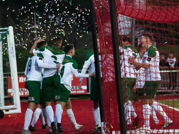 Bognor celebrate Dan Smith's opener / Picture by Tommy McMillan