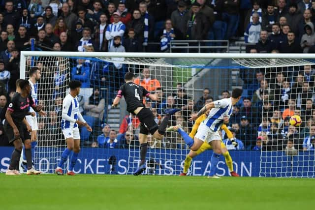 Michael Keane heads at goal. Picture by PW Sporting Photography.