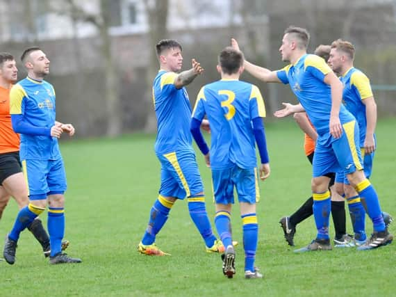 Rustington celebrate a goal earlier this season. Picture: Stephen Goodger