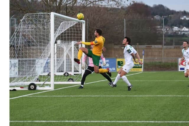 Horsham v Guernsey - Jack Brivio goes close. Picture by John Lines