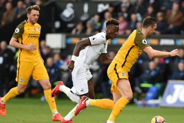 Tammy Abraham in action against Brighton for Swansea last season