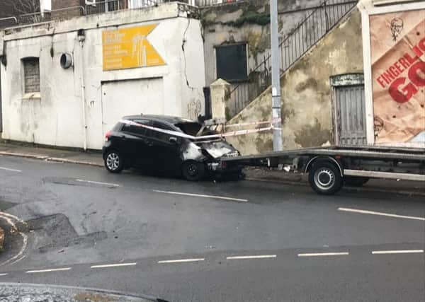 Fires crews extinguished two vehicles in a St Leonards road in less than 24 hours. Picture: Daniel Burton