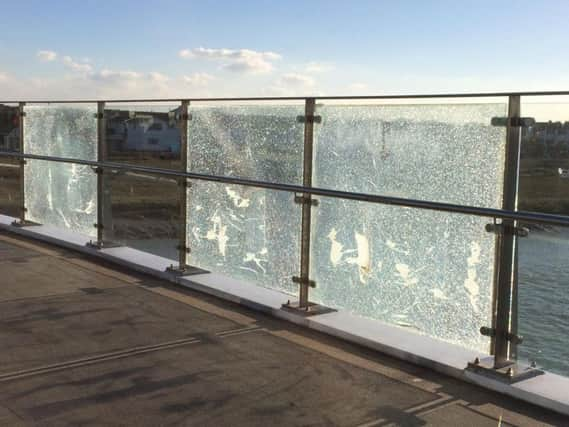 Broken panels on the Adur Ferry Bridge