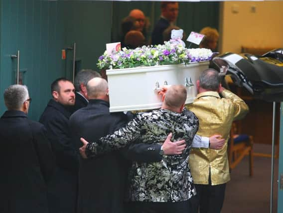 The funeral of Keira Campbell at Worthing Crematorium. At her request, guests were asked to wear something sparkly. Picture: Derek Martin