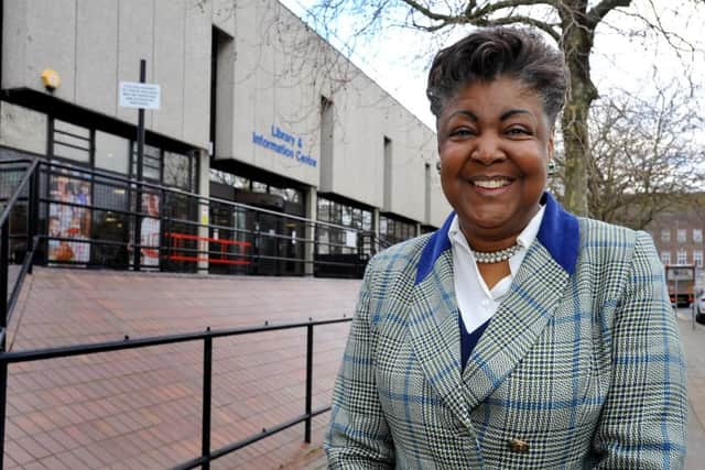 County council cabinet member Debbie Kennard outside Worthing Library. Picture: Steve Robards SR1901576